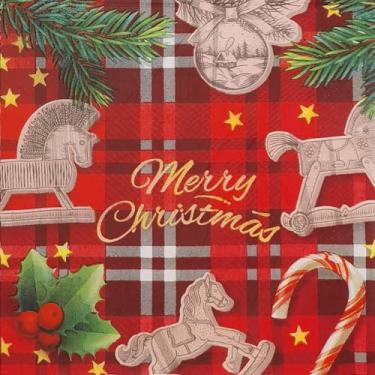 Imagem de Zelten Guardanapos de papel colorido de 20 camadas com 20 guardanapos chiques gastos para decoração de festa de chá de jantar de Natal D (Hobbyhorse & xadrez, 1)