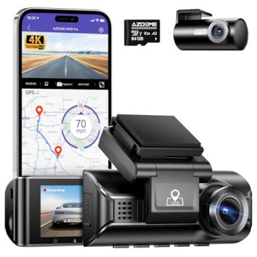Imagem de AZDOME - Câmera de painel frontal e traseira M550 Pro 4K, cartão gratuito de 64 GB, câmera de carro GPS Wi-Fi de 5 GHz, câmera de painel com calça