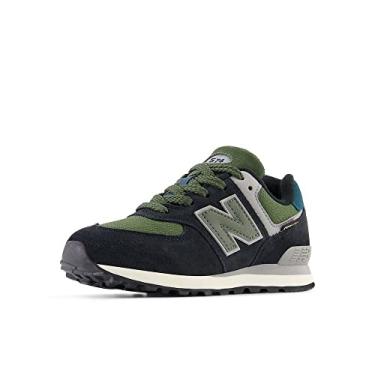 Imagem de New Balance Tênis infantil unissex 574 V1 Konkrete Jungle com cadarço, Preto/Kombu, 1 Wide Little Kid