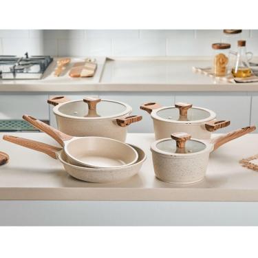 Imagem de Jogo de Panelas MTA Titanium Premium 5 Peças Tampa de Vidro