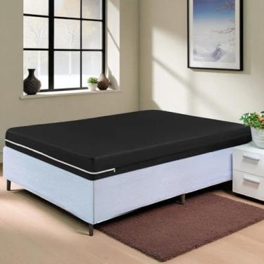 Imagem de Capa Protetora Colchão Casal Queen Com Zíper Malha Gel Luxo (2-PRETO)