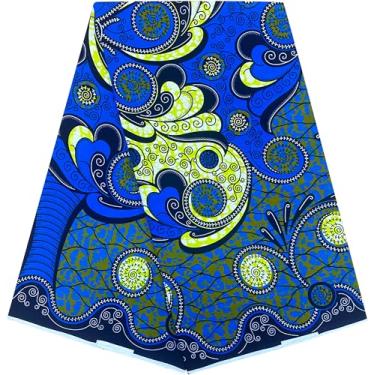 Imagem de Shenbolen Tecido de cera africana 6 jardas Ankara Print Tecido de algodão para vestido de festa (B5)