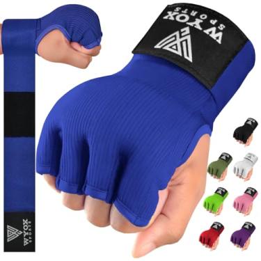 Imagem de Luvas Internas de Boxe WYOX com Gel para Homens e Mulheres, Tiras de Pulso Rápidas de 80cm, Bandagens Acolchoadas e Elásticas para Muay Thai, MMA, Kickboxing, (Azul, L/XL)