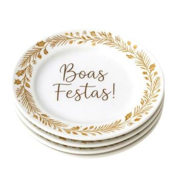 Imagem de Conjunto 4 Pratos Em Melamina Boas Festas Para Jantar 22,5cm - WARI