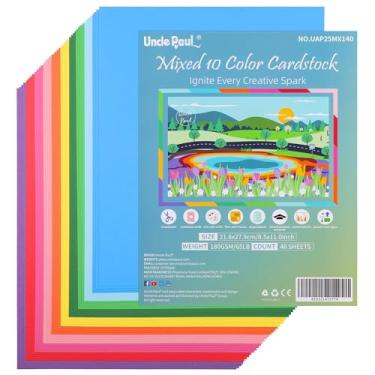 Imagem de Cartão com 40 folhas mistas de 10 cores – 21 x 28 cm, capa dupla face, papel para impressora de 29,5 kg, perfeito para álbuns, artesanato, cartões de visita 180 g/m² UAP25MX140