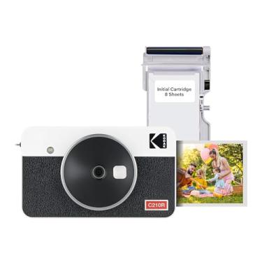 Imagem de KODAK Câmera digital instantânea e impressora fotográfica Mini Shot 2 retrô 4PASS 2 em 1 (5,3 x 8,6 cm) + 8 folhas, branca