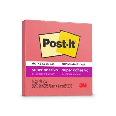 Imagem de Post-it, 3M, Bloco de Notas Super Adesivas, Goiaba, 76 mm x 76 mm - 90 folhas