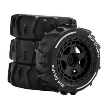 Imagem de Esquirla 4 peças de rodas de reposição para todo-terreno RC de 2,8 x 1 polegada para escala 1:14, acessório resistente, peças de reposição de fácil, Preto