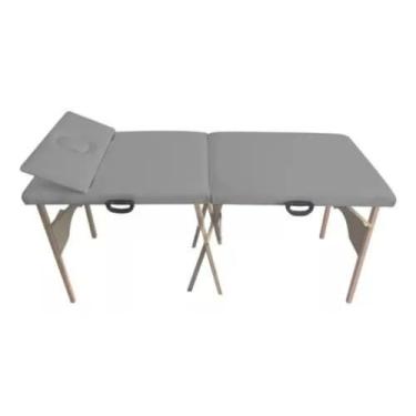 Imagem de Maca Madeira Portátil Cabeceira Respiro 200kg 65cm Largura Dobrável(Cinza)