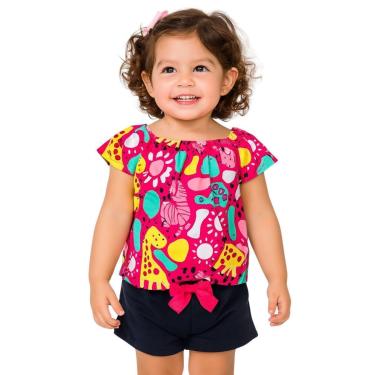 Imagem de Conjunto Bebê Infantil Menina Blusa e Shorts Algodão Kyly-Feminino