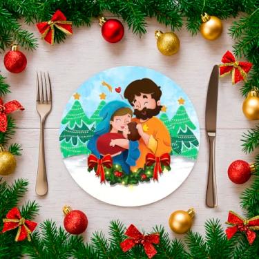 Imagem de Kit C/ 6 Capas Para Sousplat 35cm Natal Estampado Noel Mesa Posta (SNAT0088)