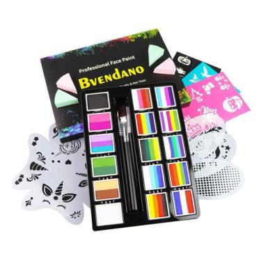 Imagem de Kit de pintura facial BVENDANO Professional com estênceis 160mL Rainbo