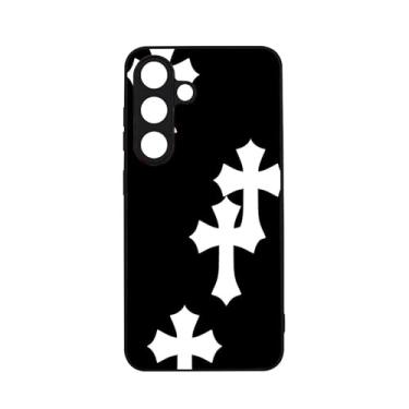 Imagem de qizjio Capa de telefone Cross Heart à prova de choque protetora moderna para Samsung Galaxy S25