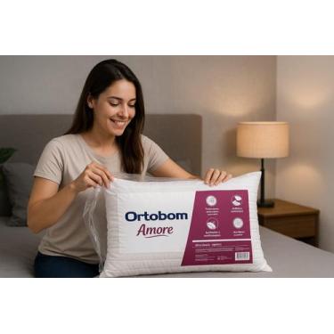 Imagem de Travesseiro Amore Ortobom Conforto Médio com Enchimento em Fibra Silic
