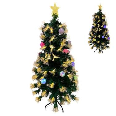 Imagem de Arvore de Natal Fibra Otica Natalina Iluminaçao LED Completa Topo Estr