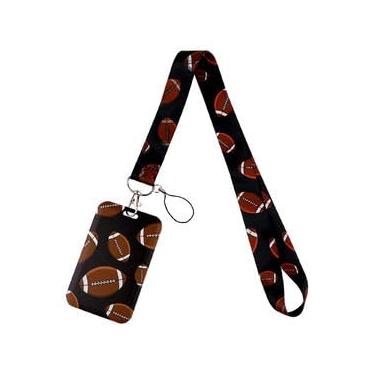 Imagem de Cordão de arte de rugby com porta-crachá de identificação, chaveiro de pescoço para professores, estudantes, escritório, escola