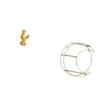 Imagem de Fenteer Estatueta de Galinha Feng Shui Decoração para Casa Estátua de Escultura de para Aniversários Inauguração de Hotel Metal 3 Camadas Prateleira