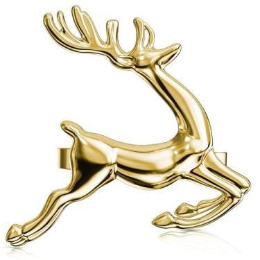 Imagem de Conjunto de 2 anéis de guardanapo de Natal de rena dourada, anel de suporte de guardanapo para decoração de mesa de jantar de Natal, guardanapos de pano, recepções de casamento, festas de fim de ano