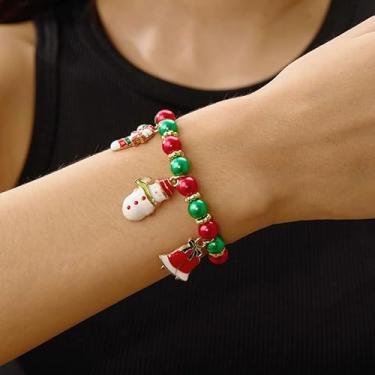 Imagem de Pulseiras de Natal com contas e berloques para decoração de árvore presentes roupas femininas