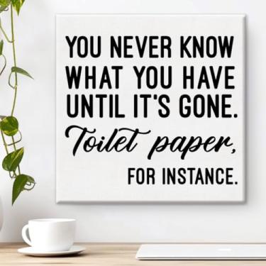 Imagem de Papel higiênico country impressão de arte de parede pôster emoldurado rústico casa banheiro decoração de parede, presente de inauguração de casa 20 x 20 cm