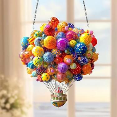 Imagem de Balão de ar quente colorido – Decoração de vitral para o dia dos namorados e ocasiões especiais, jardins, ao ar livre, cafés e clubes, pendurar janelas, dia dos namorados, ocasiões especiais