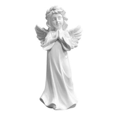 Imagem de Estatueta branca de resina de anjo orando com 30,5 cm de altura - yiwe