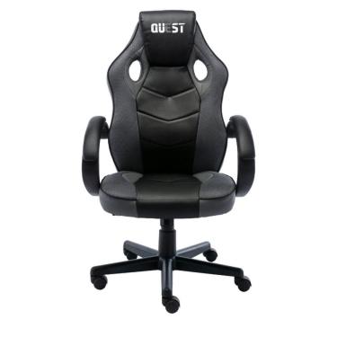 Imagem de Cadeira Giratória em Couro Quest Fratini Móveis Preto/Cinza