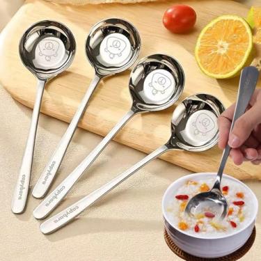 Imagem de 2 peças Colher espessante de aço inoxidável fofa capivara colheres de sopa de cabo longo utensílios essenciais de cozinha doméstica, 18 x 4,5 cm