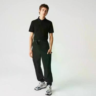 Imagem de Polo Lacoste Regular Fit Paris em Piqué Stretch, XL, Preto