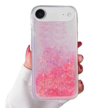 Imagem de Rnrieyta Miagon Capa traseira de areia movediça com efeito luminoso para iPhone Air, brilho noctilucente que brilha no escuro com glitter brilhante líquido transparente