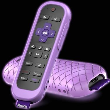 Imagem de Capa para controle remoto Roku compatível com controle Hisense e TCL TV Stick, capa de silicone roxa
