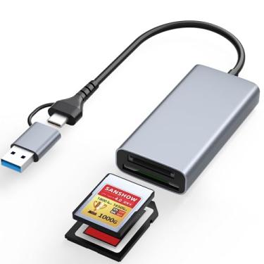 Imagem de Leitor de cartão de memória profissional CFexpress tipo A e SD com slot duplo com velocidade de transferência USB 3.2 geração 2 (10 Gbps), adaptador de cartão A/SD tipo A/SD Lecnvuo USB-C&USB-A 2 em 1