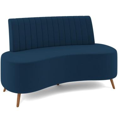 Imagem de Sofá Chaise Living 2 Lugares 160cm Para Sala Cayman K01 Veludo Azul Marinho