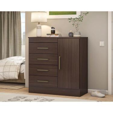 Imagem de Cômoda De Quarto Montevideu C- 1 Porta E 4 Gavetas Cafe Touch - Demóbile