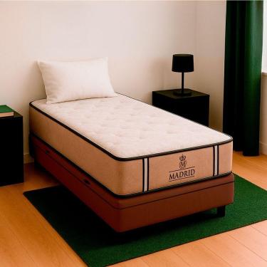 Imagem de Cama Box Solteirão Marrom E Colchão Madrid Molas Vstore