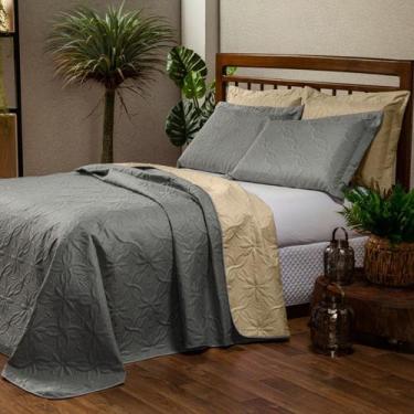 Imagem de Colcha de Cama Box Cobre Leito Casal Queen Size Dupla Face 150 Fios Ma