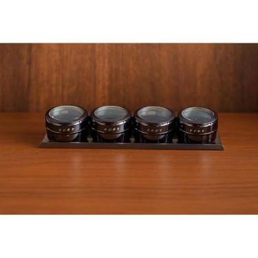 Imagem de Kit 4 Porta Temperos Inox Magnético Com Ímã Kit Organizador de Condimentos Com Potes Para Cozinha Geladeira (Grafite)