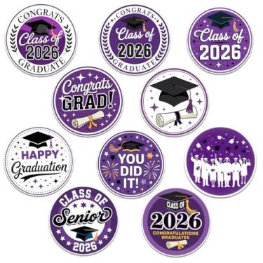 Imagem de Pacote de 10 adesivos para idosos 2026 – Cute Class of 2026 adesivos de formatura com flores, laços e designs retrô para laptop, garrafa de água, álbum de recortes – Presente de formatura para meninas