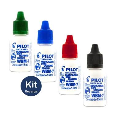 Imagem de Tinta Recarga para Caneta Marcador de Quadro Branco WBM-7 Pilot Kit 4 