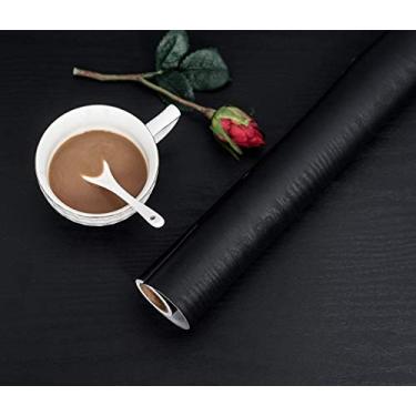 Imagem de Abyssaly Papel de parede de madeira preta 15,7 polegadas x 196 polegadas Papel de parede para bancadas, aparência de madeira autêntica, durável, decoração de escritório doméstico espesso