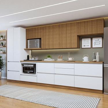 Imagem de Cozinha Completa Modulada 7 Peças 9 Portas 7 Gavetas Com Rodapé Norten Branco-nature