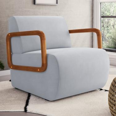 Imagem de Poltrona Decorativa Orgânica Living Kavya Veludo Cinza Claro - Desk Design