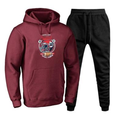 Imagem de Conjunto Moletom Plus Size Tamanho Grande Canguru Capuz Estampado Com Calça Basica Cordao Ajustavel