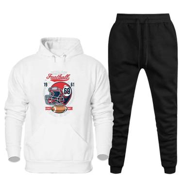 Imagem de Conjunto Moletom Plus Size Tamanho Grande Canguru Capuz Estampado Com Calça Basica Cordao Ajustavel