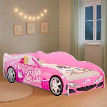 Imagem de Mini Cama Design Carro Babi em MDF Rosa Acompanha Colchão - Brumato
