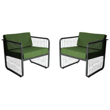 Imagem de Conjunto 2 Poltronas área Externa Fibra Sintética Santiago Preto-verde