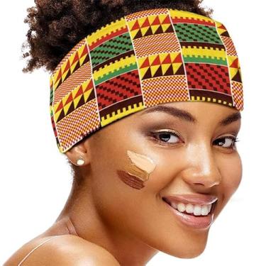 Imagem de Bandanas largas para mulheres boho turbante com nó africano, tribal, antiderrapante, acessórios de cabelo para ioga, treino (estilo 5)