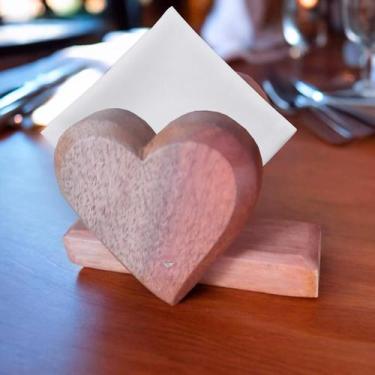 Imagem de Porta Guardanapo Coração de Mesa em Madeira - Estilo Rústico