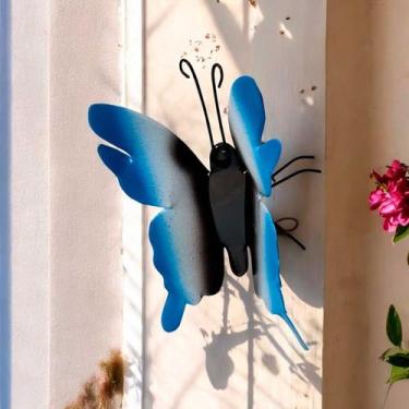 Imagem de Escultura Borboleta de Parede em Metal - Estilo Rústico, Azul