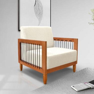 Imagem de Poltrona Decorativa Sala Estar Recepção Escritório Jade Rústico Natural